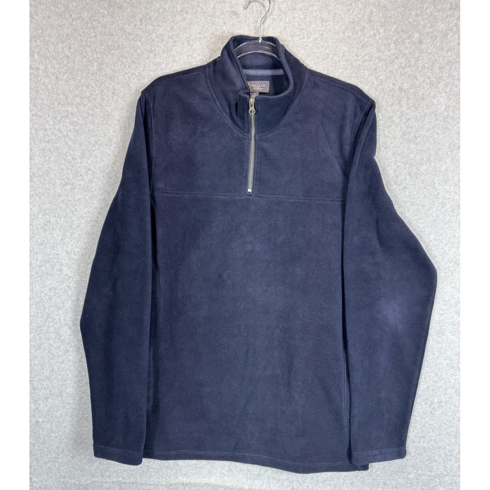 Wallin & Bros Pullover Mens XL Navy Blue Fleece Half Zip Soft Warm Casual 2018